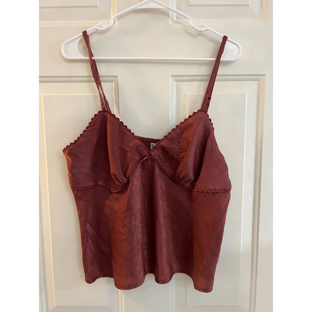 NWT Dark Pink Lacey Babydoll Cropped Tank Top Camisole Bow XXL 20 No Boundaries
